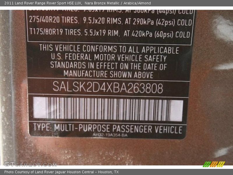 Nara Bronze Metallic / Arabica/Almond 2011 Land Rover Range Rover Sport HSE LUX