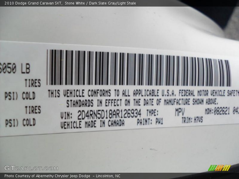 Stone White / Dark Slate Gray/Light Shale 2010 Dodge Grand Caravan SXT