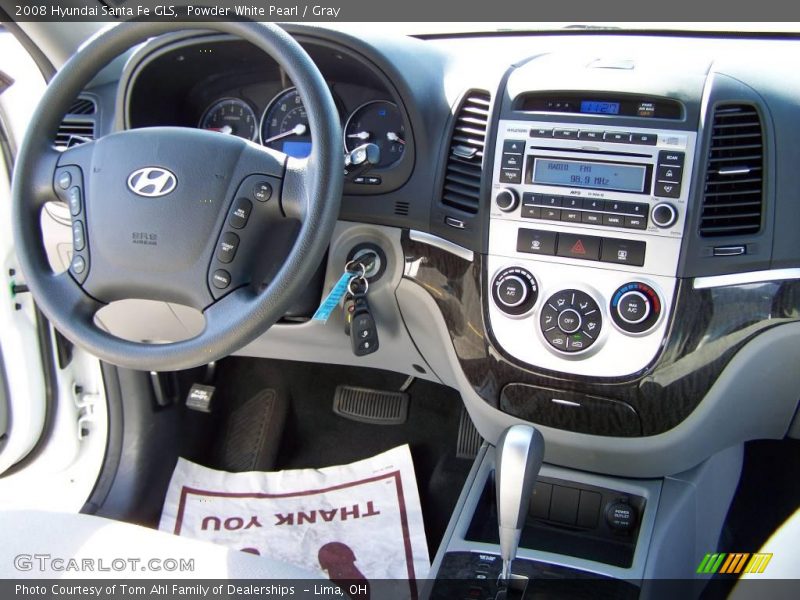 Powder White Pearl / Gray 2008 Hyundai Santa Fe GLS