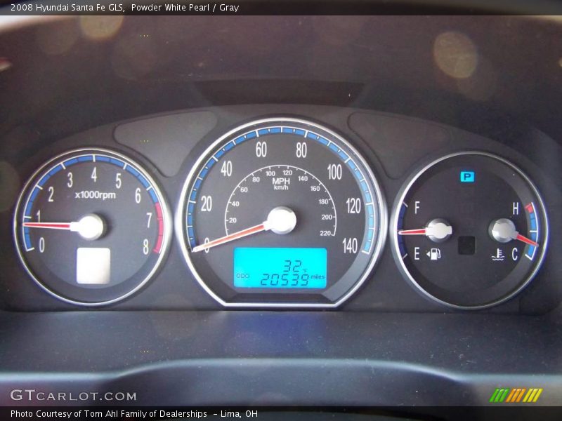 Powder White Pearl / Gray 2008 Hyundai Santa Fe GLS