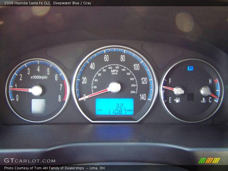 Deepwater Blue / Gray 2008 Hyundai Santa Fe GLS