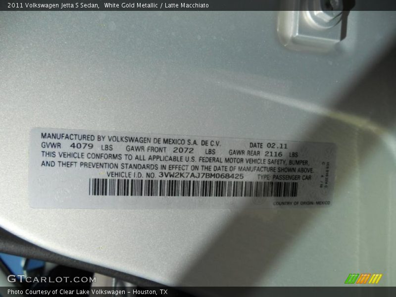 White Gold Metallic / Latte Macchiato 2011 Volkswagen Jetta S Sedan