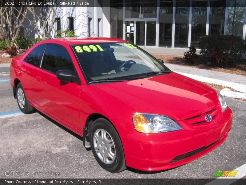 Rally Red / Beige 2002 Honda Civic LX Coupe
