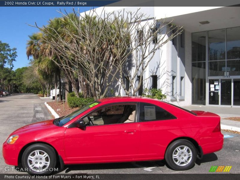 Rally Red / Beige 2002 Honda Civic LX Coupe