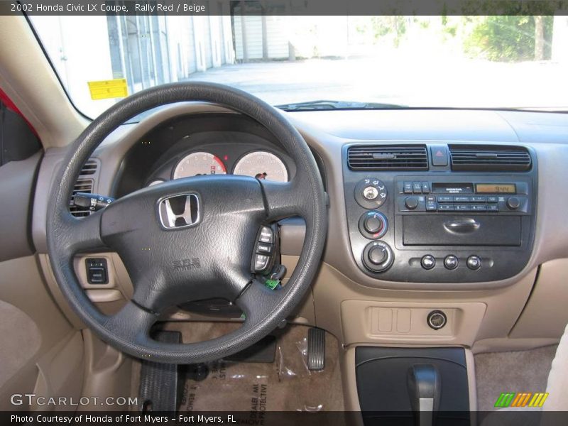 Rally Red / Beige 2002 Honda Civic LX Coupe