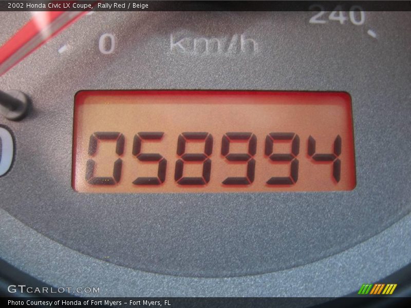 Rally Red / Beige 2002 Honda Civic LX Coupe