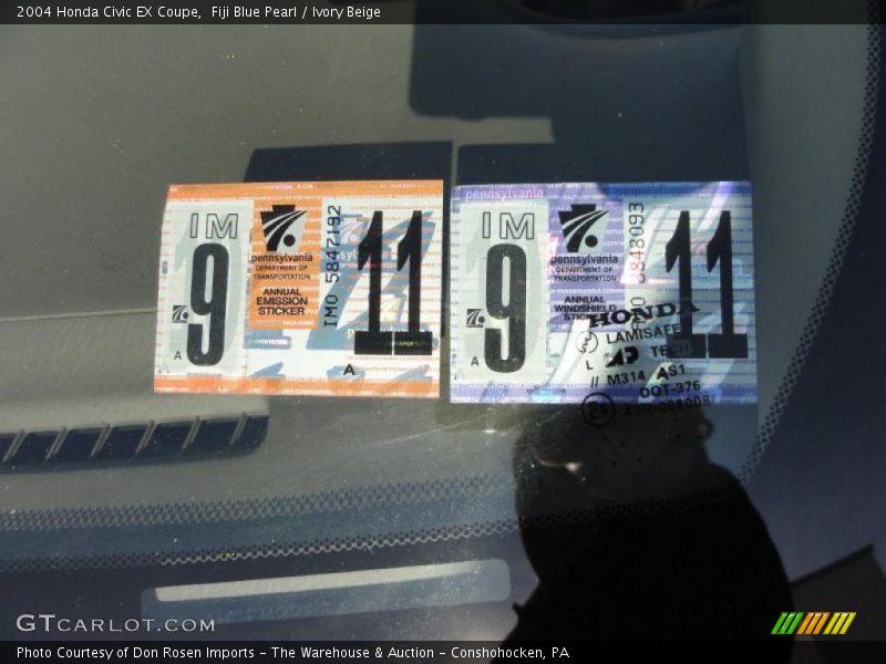 Fiji Blue Pearl / Ivory Beige 2004 Honda Civic EX Coupe