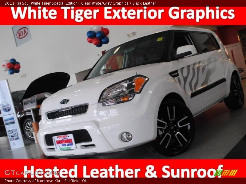 Clear White/Grey Graphics / Black Leather 2011 Kia Soul White Tiger Special Edition