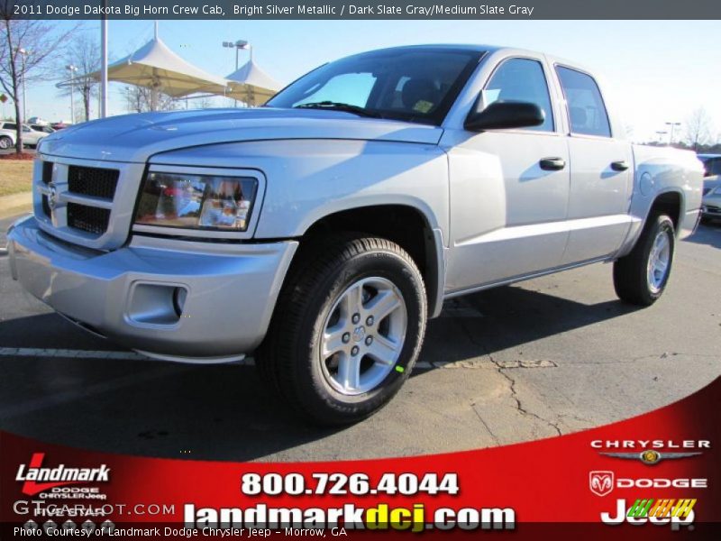 Bright Silver Metallic / Dark Slate Gray/Medium Slate Gray 2011 Dodge Dakota Big Horn Crew Cab