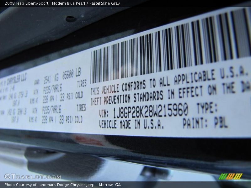 Modern Blue Pearl / Pastel Slate Gray 2008 Jeep Liberty Sport