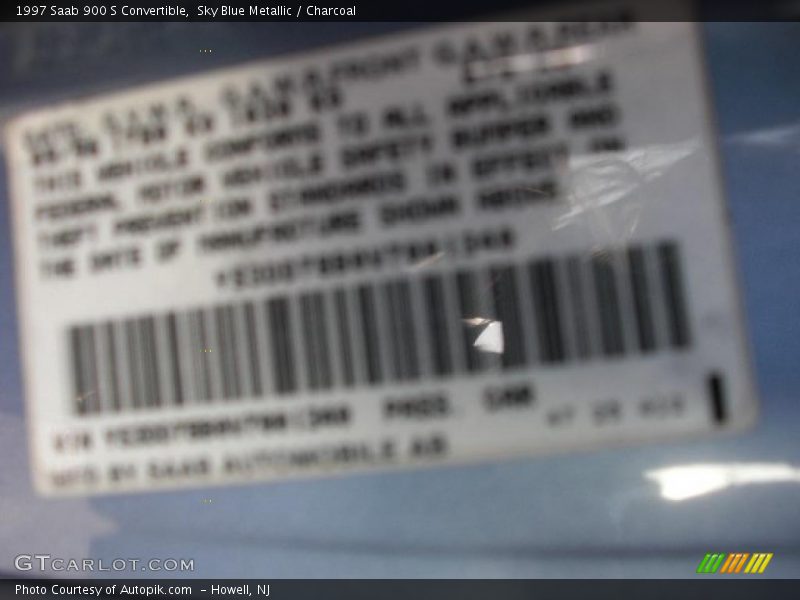 Sky Blue Metallic / Charcoal 1997 Saab 900 S Convertible