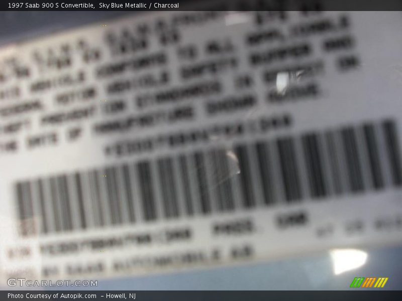 Sky Blue Metallic / Charcoal 1997 Saab 900 S Convertible