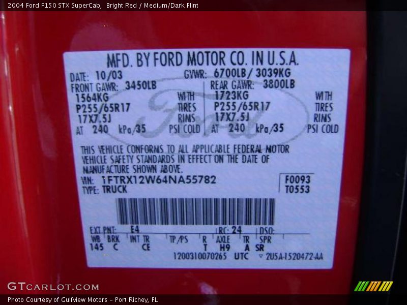Bright Red / Medium/Dark Flint 2004 Ford F150 STX SuperCab