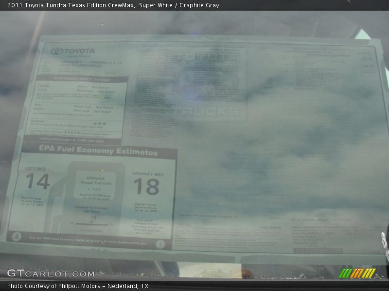  2011 Tundra Texas Edition CrewMax Window Sticker