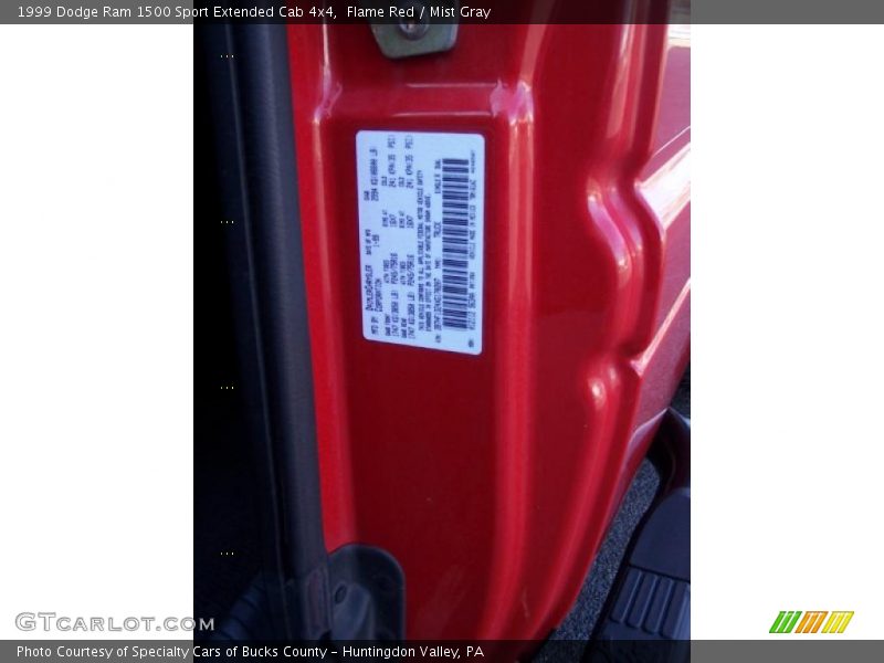 Flame Red / Mist Gray 1999 Dodge Ram 1500 Sport Extended Cab 4x4