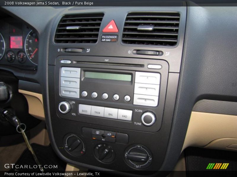 Black / Pure Beige 2008 Volkswagen Jetta S Sedan