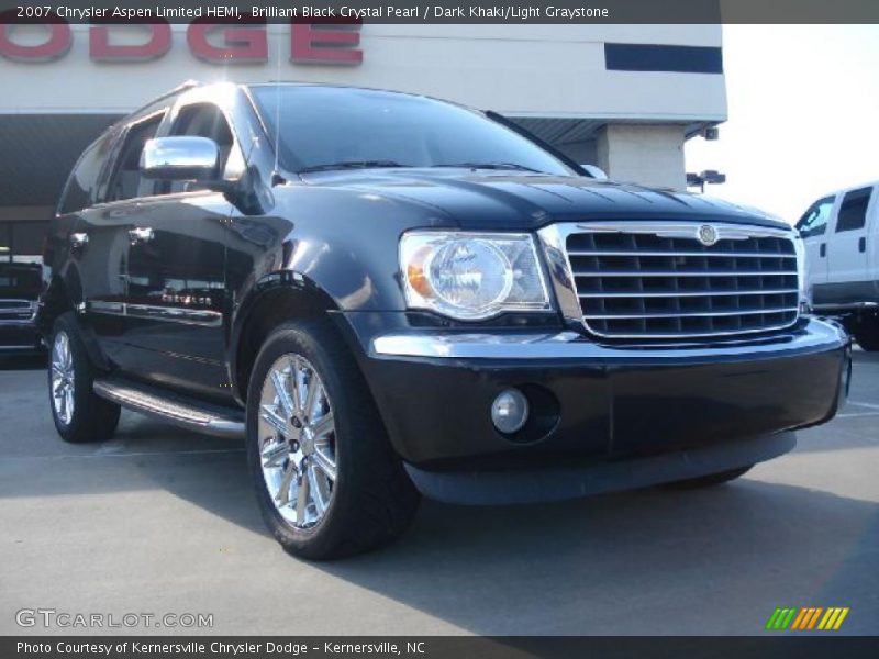 Brilliant Black Crystal Pearl / Dark Khaki/Light Graystone 2007 Chrysler Aspen Limited HEMI