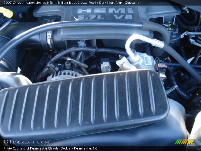 Brilliant Black Crystal Pearl / Dark Khaki/Light Graystone 2007 Chrysler Aspen Limited HEMI