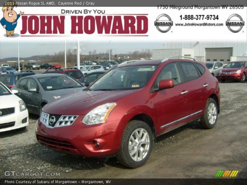 Cayenne Red / Gray 2011 Nissan Rogue SL AWD