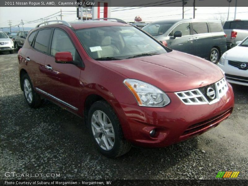 Cayenne Red / Gray 2011 Nissan Rogue SL AWD