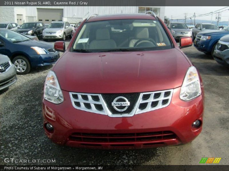 Cayenne Red / Gray 2011 Nissan Rogue SL AWD