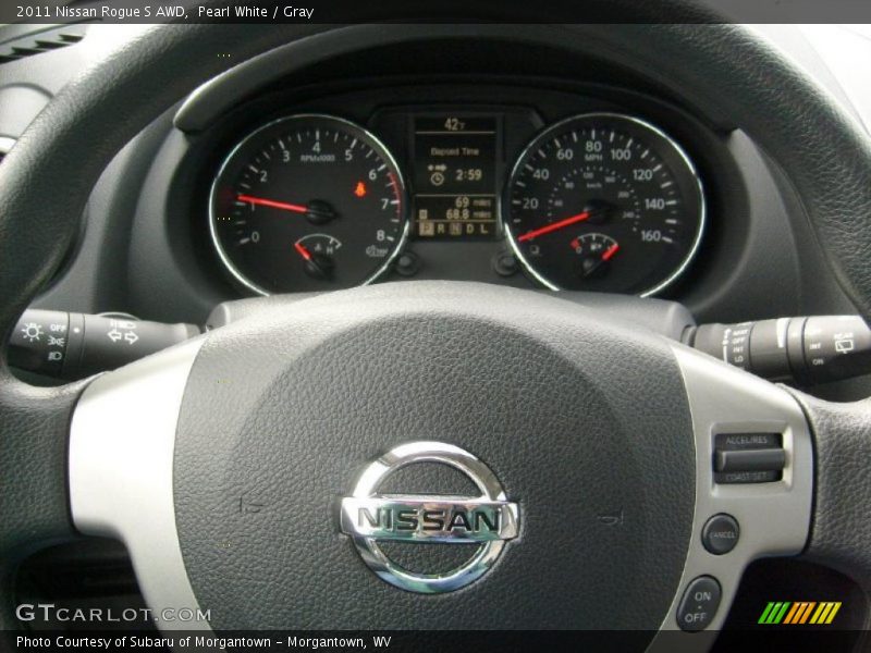 Pearl White / Gray 2011 Nissan Rogue S AWD