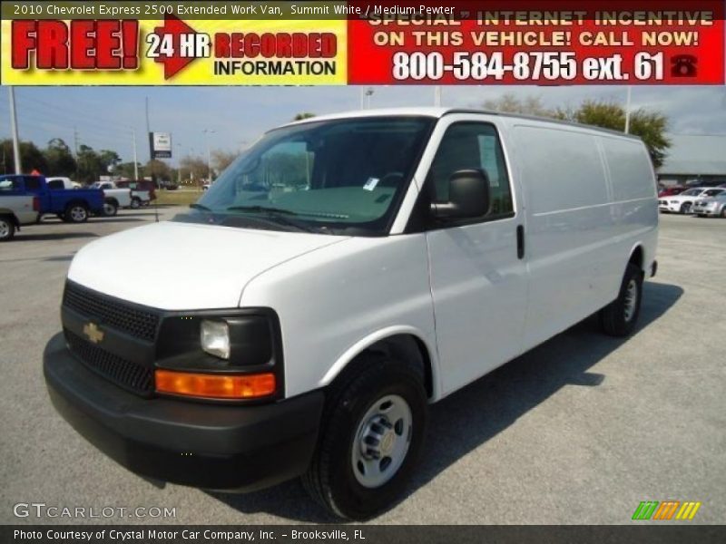 Summit White / Medium Pewter 2010 Chevrolet Express 2500 Extended Work Van
