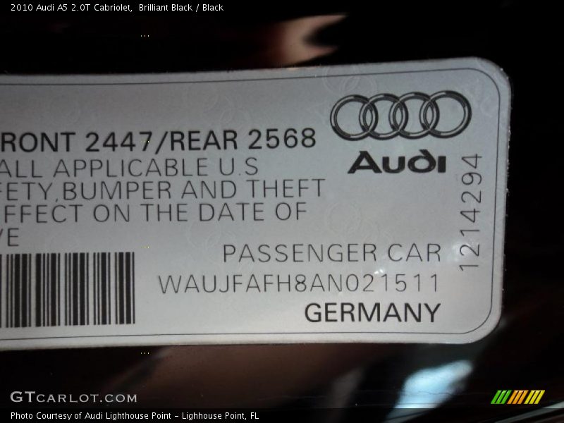 Brilliant Black / Black 2010 Audi A5 2.0T Cabriolet