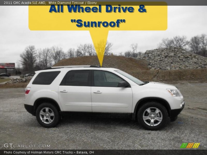White Diamond Tintcoat / Ebony 2011 GMC Acadia SLE AWD