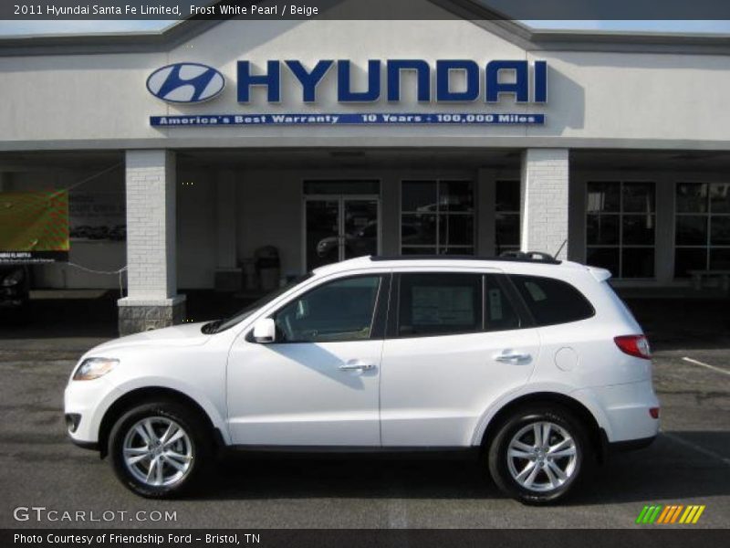 Frost White Pearl / Beige 2011 Hyundai Santa Fe Limited