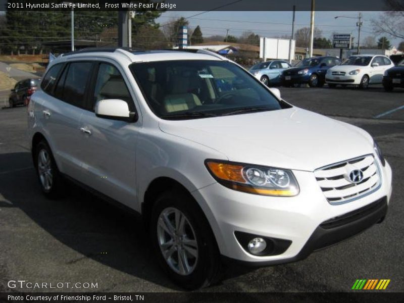 Frost White Pearl / Beige 2011 Hyundai Santa Fe Limited