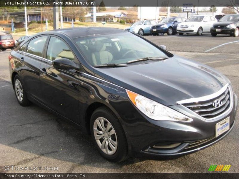 Pacific Blue Pearl / Gray 2011 Hyundai Sonata GLS