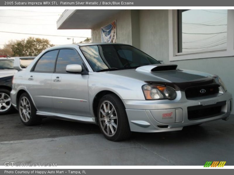 Platinum Silver Metallic / Black/Blue Ecsaine 2005 Subaru Impreza WRX STi