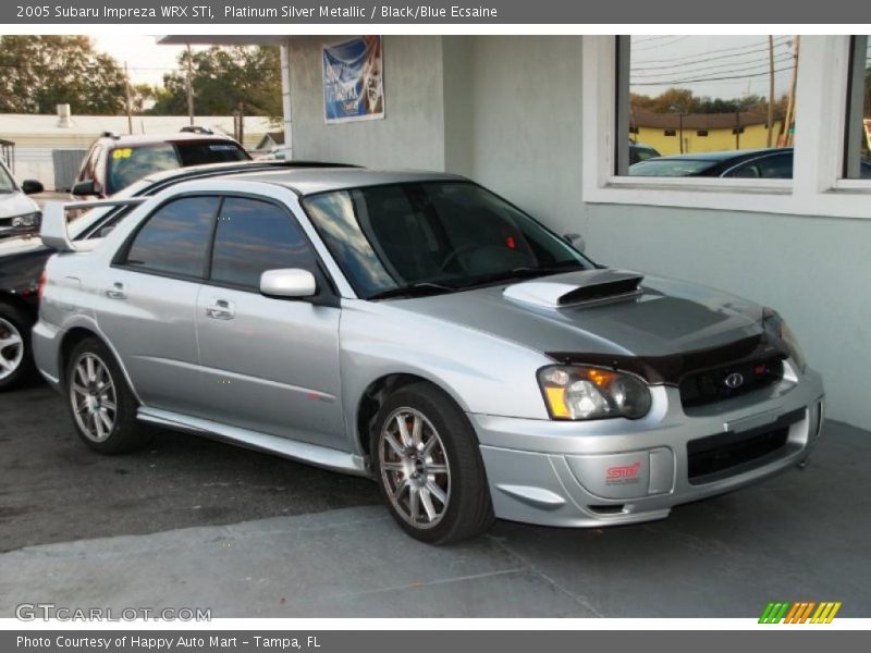 Platinum Silver Metallic / Black/Blue Ecsaine 2005 Subaru Impreza WRX STi