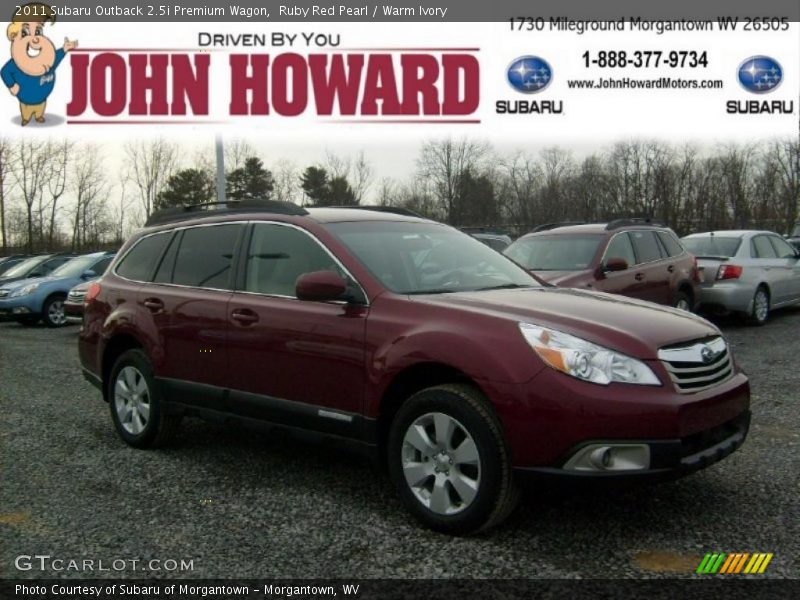 Ruby Red Pearl / Warm Ivory 2011 Subaru Outback 2.5i Premium Wagon