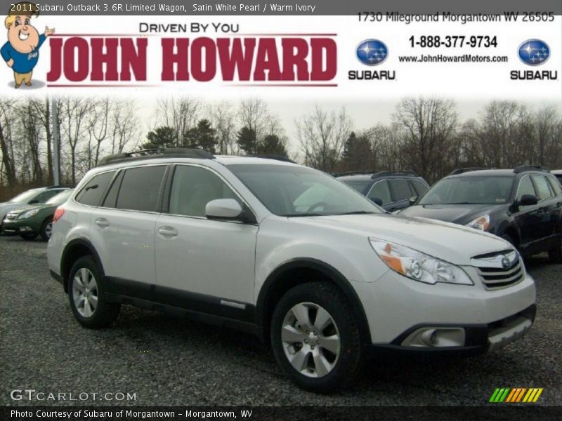 Satin White Pearl / Warm Ivory 2011 Subaru Outback 3.6R Limited Wagon