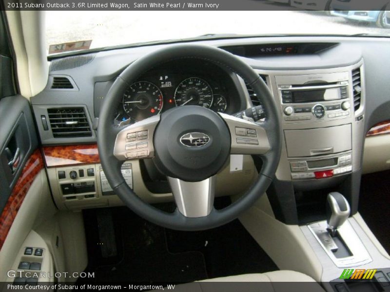 Satin White Pearl / Warm Ivory 2011 Subaru Outback 3.6R Limited Wagon