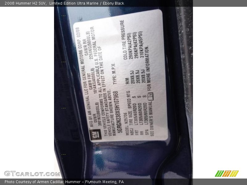 Limited Edition Ultra Marine / Ebony Black 2008 Hummer H2 SUV
