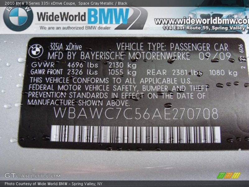Space Gray Metallic / Black 2010 BMW 3 Series 335i xDrive Coupe