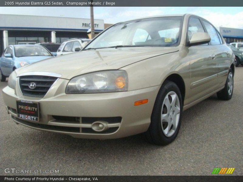 Champagne Metallic / Beige 2005 Hyundai Elantra GLS Sedan