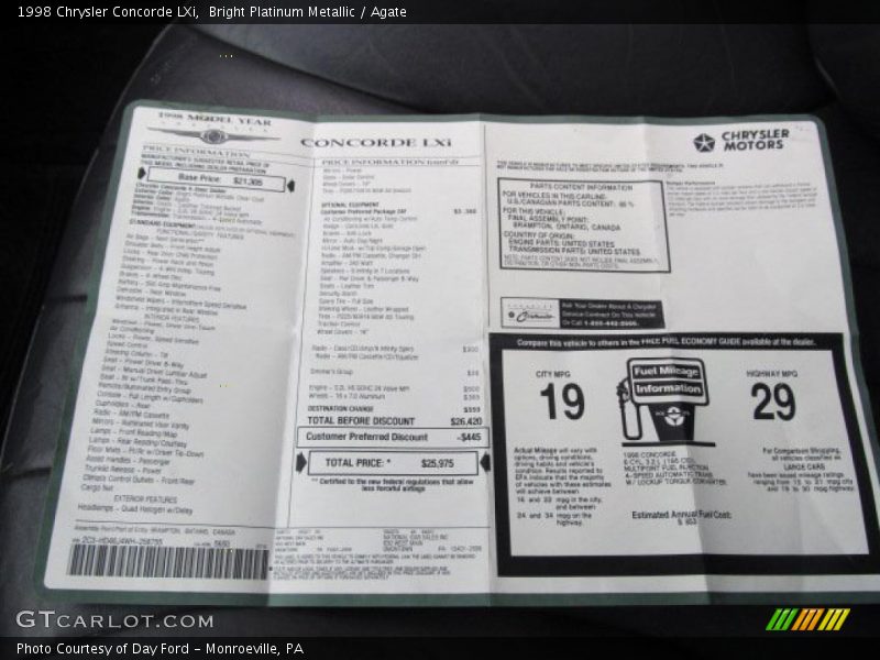  1998 Concorde LXi Window Sticker