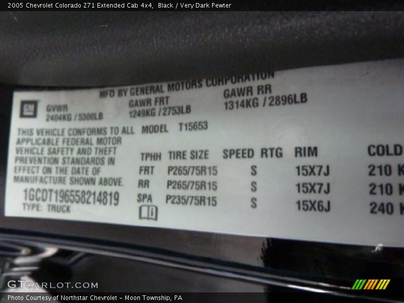 Black / Very Dark Pewter 2005 Chevrolet Colorado Z71 Extended Cab 4x4