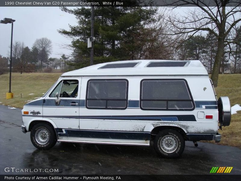 White / Blue 1990 Chevrolet Chevy Van G20 Passenger Conversion