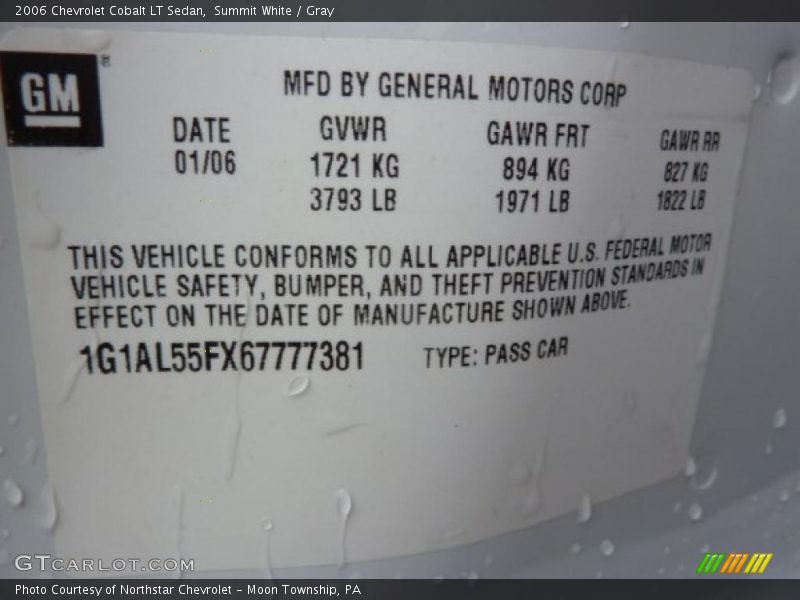 Summit White / Gray 2006 Chevrolet Cobalt LT Sedan