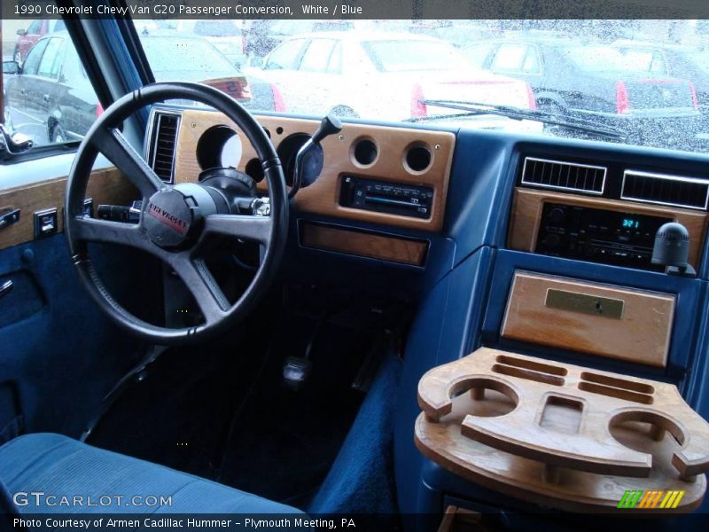 White / Blue 1990 Chevrolet Chevy Van G20 Passenger Conversion