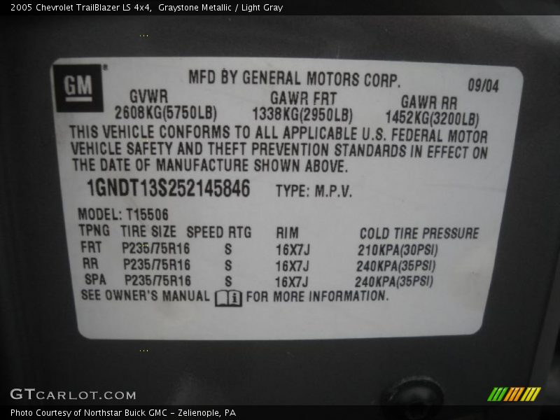 Graystone Metallic / Light Gray 2005 Chevrolet TrailBlazer LS 4x4