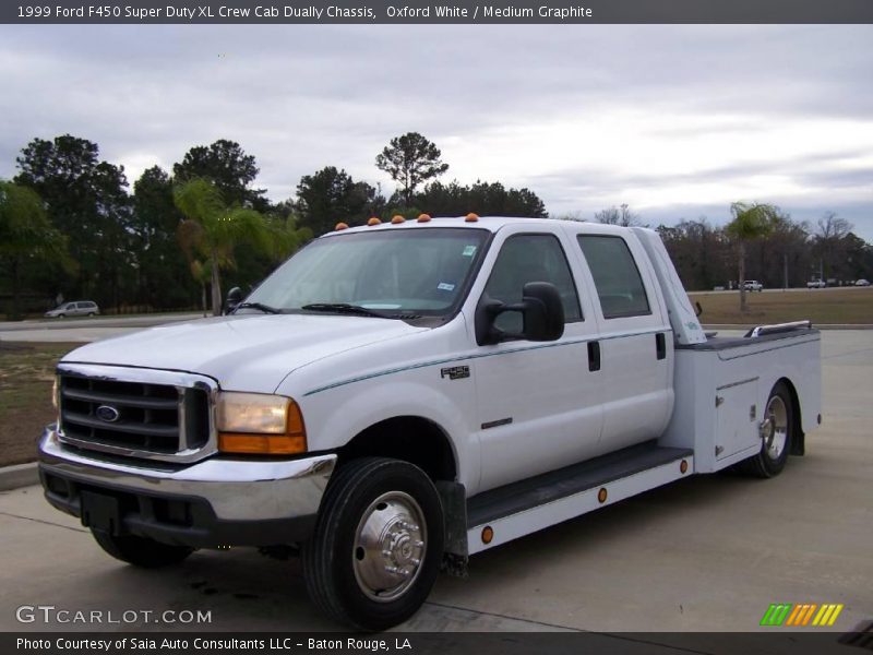 Oxford White / Medium Graphite 1999 Ford F450 Super Duty XL Crew Cab Dually Chassis
