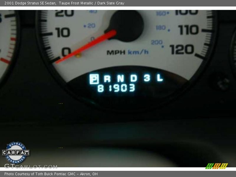 Taupe Frost Metallic / Dark Slate Gray 2001 Dodge Stratus SE Sedan