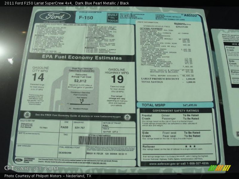 Dark Blue Pearl Metallic / Black 2011 Ford F150 Lariat SuperCrew 4x4