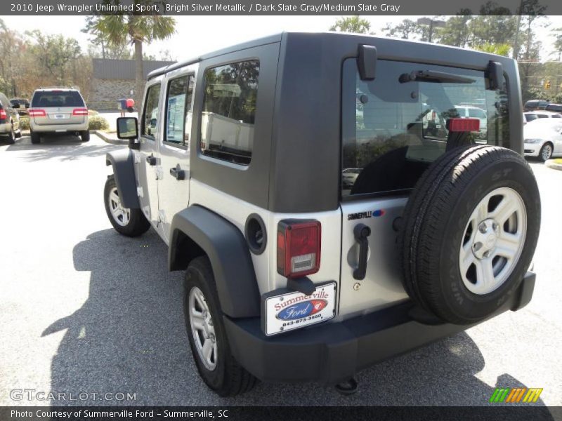 Bright Silver Metallic / Dark Slate Gray/Medium Slate Gray 2010 Jeep Wrangler Unlimited Sport